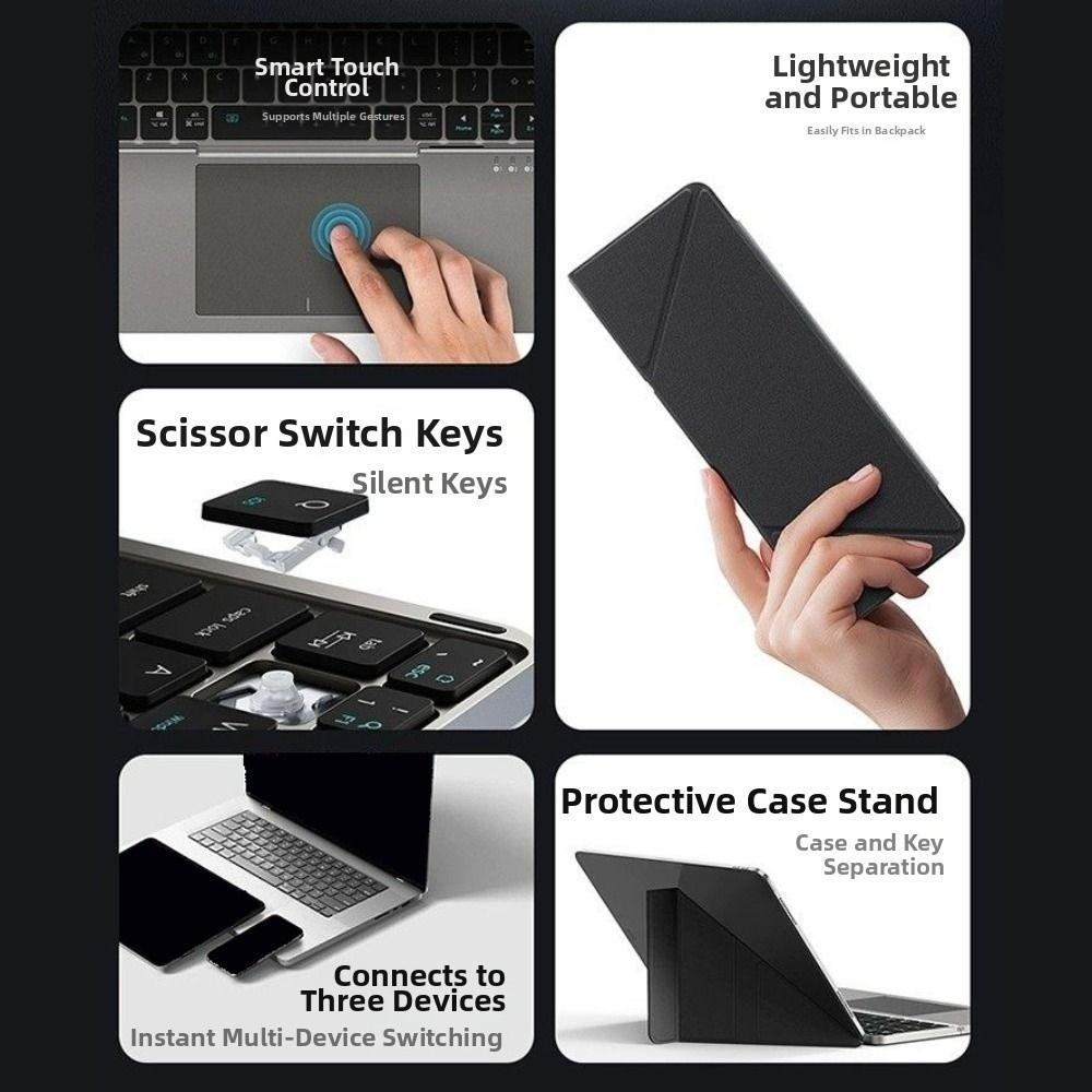 Bluetooth 5.3 Wireless Bluetooth Keyboard Universal Detachable Foldable Keyboard Compact Ergonomic Rechargeable Keyboard