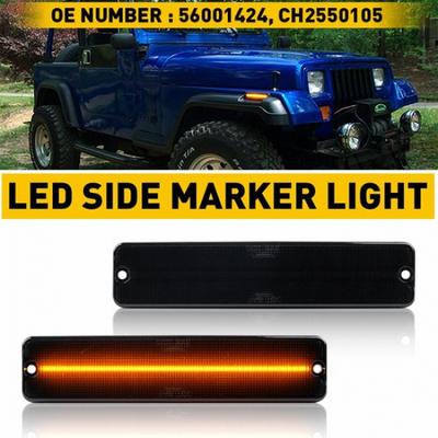 For Wrangler Jeep YJ 1987-1995 Smoked LED Front Fender Bumper Side Marker Lights