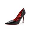 2026 New Red-soled Pointed High-heeled Shoes for Women, Beautiful Thin-heeled Temperament, Black High-heeled Patent Leather Single Shoes for Women