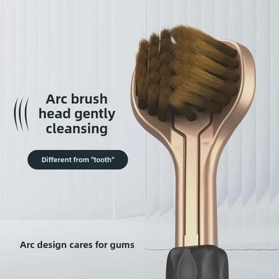 Three-Sided U-Shape Toothbrush for Adults - Soft Bristles & Tongue Scraper, Manual Oral Care Tool
