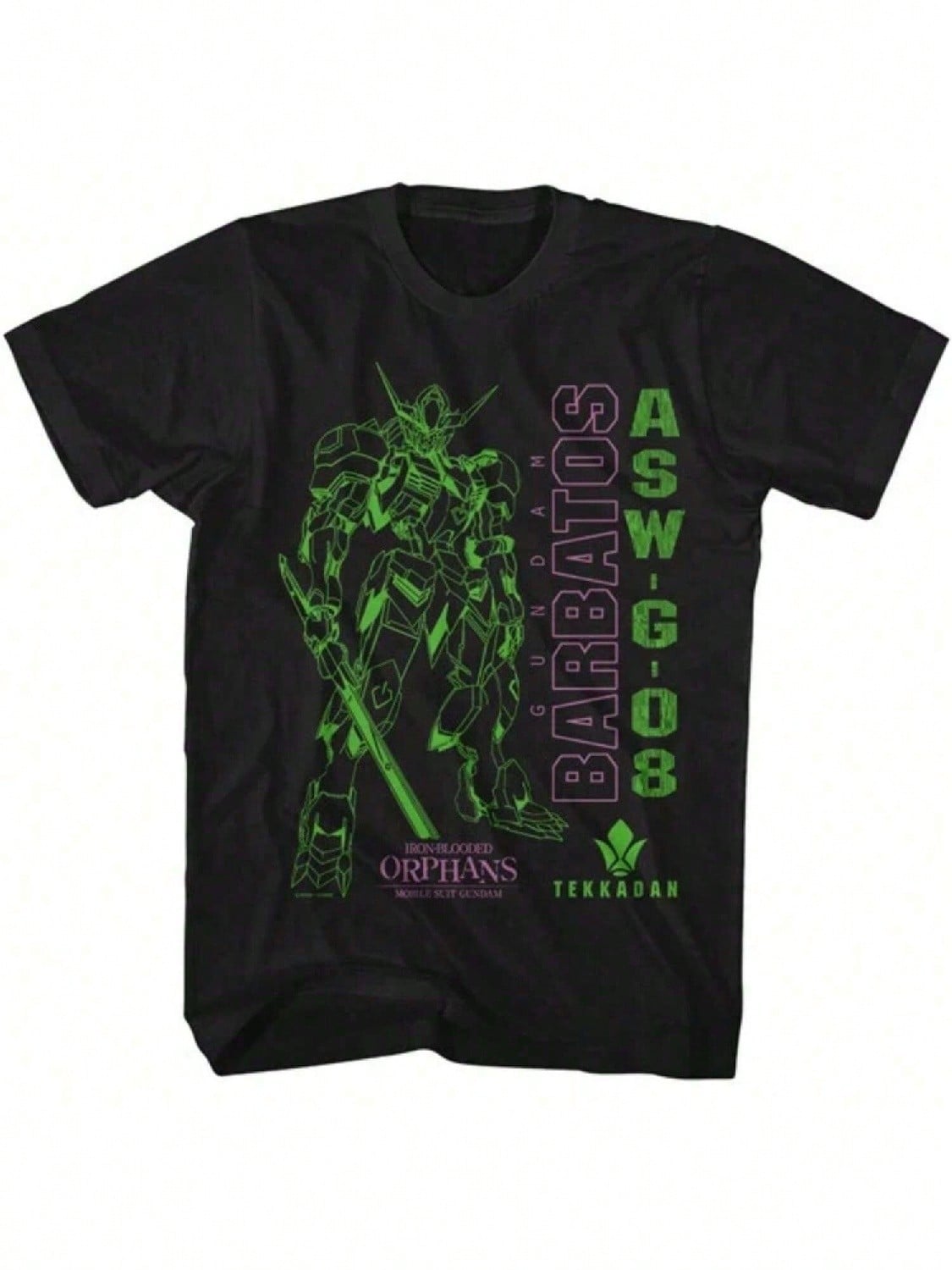 Japanese Military Anime Merch Tekkadan Barbatos ASW-G-08 unisex s T Shirt Comfortable And High-Quality Streetwear S разноцветный