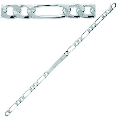 [Q8071] - Pulseira de Prata 'Identidade' figaro banhada a ródio - 18 cm 5 mm