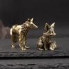 Brass Fox Statue Cute Fox Miniature Figurines Desk Ornament Decorations Accessories Copper Animal Sculpture Home Decor Crafts