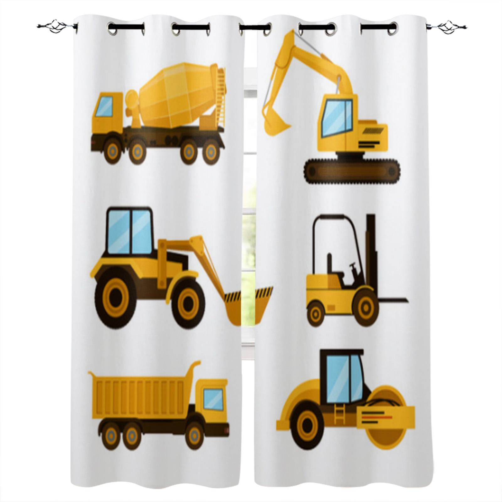 

Желтый экскаватор Механическая машина Роскошные шторы для дома Товары для дома Гостиная Спальня Индивидуальные шторы 135W x 60H(cm)