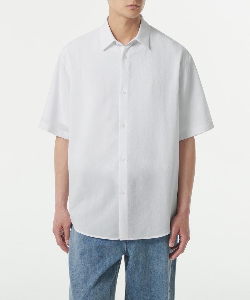 Musinsa Standard Relaxed Linen-Like Short Sleeve Shirt [White]