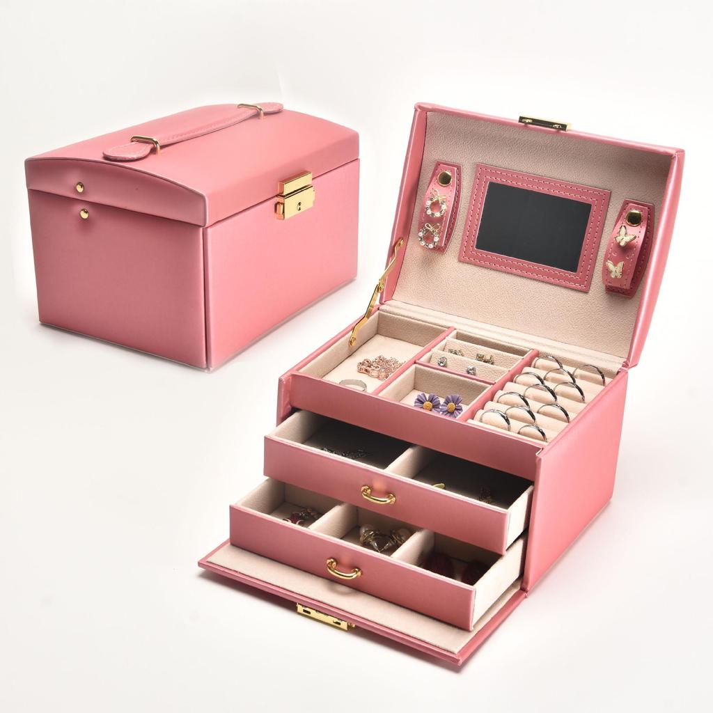 Elegant Three-Layer Jewelry Box: High-Capacity Storage for Necklaces, Earrings, and Rings