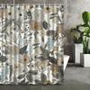 1pc Floral leaf pattern shower curtain, polyester fabric, machine washable, with hooks, suitable for bathroom décor.