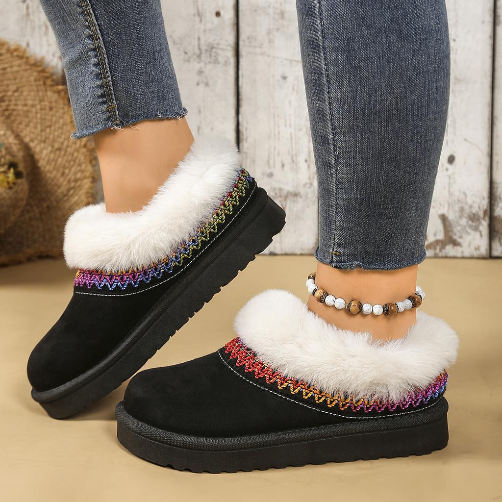 Autumn/Winter New Snow Boots - Suede Versatile Warm Fleece Ethnic Style Comfortable Furry Cotton Shoes