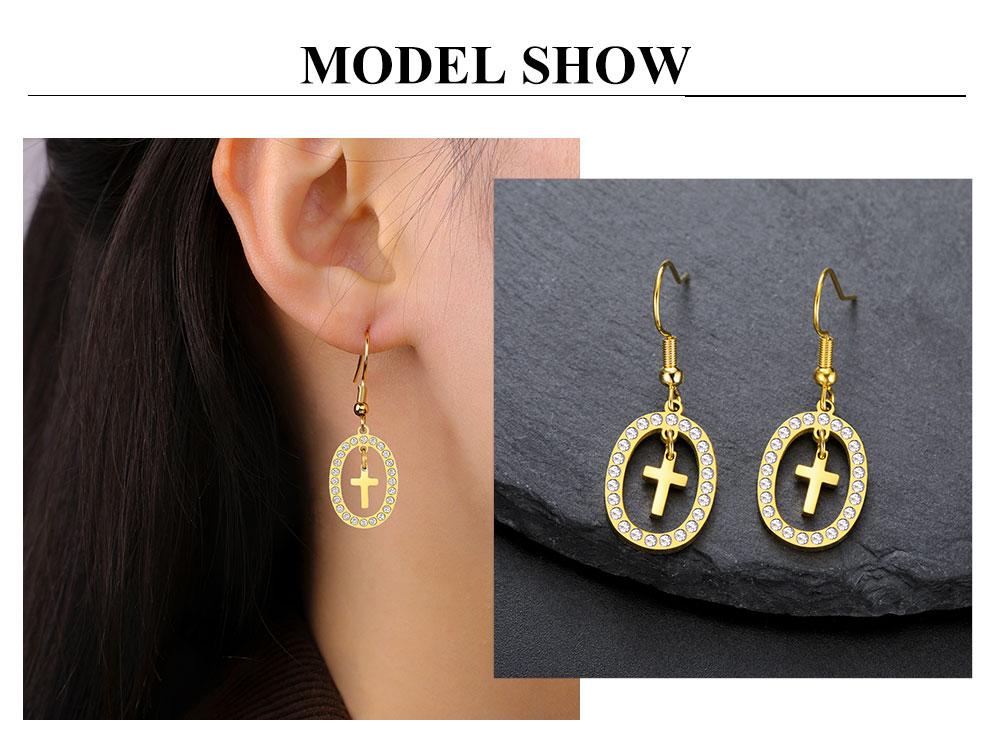 Cazador Gold Color Clear Zircon Cross Earrings for Women Stainless Steel Jesus Jewelry Christian Earrings Mother's Day Gift 2026