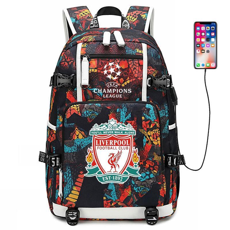 Fußball Rucksack Herren Damen - Dortmund Manchester City Liverpool FC Fan Sporttasche Mit USB-Anschluss