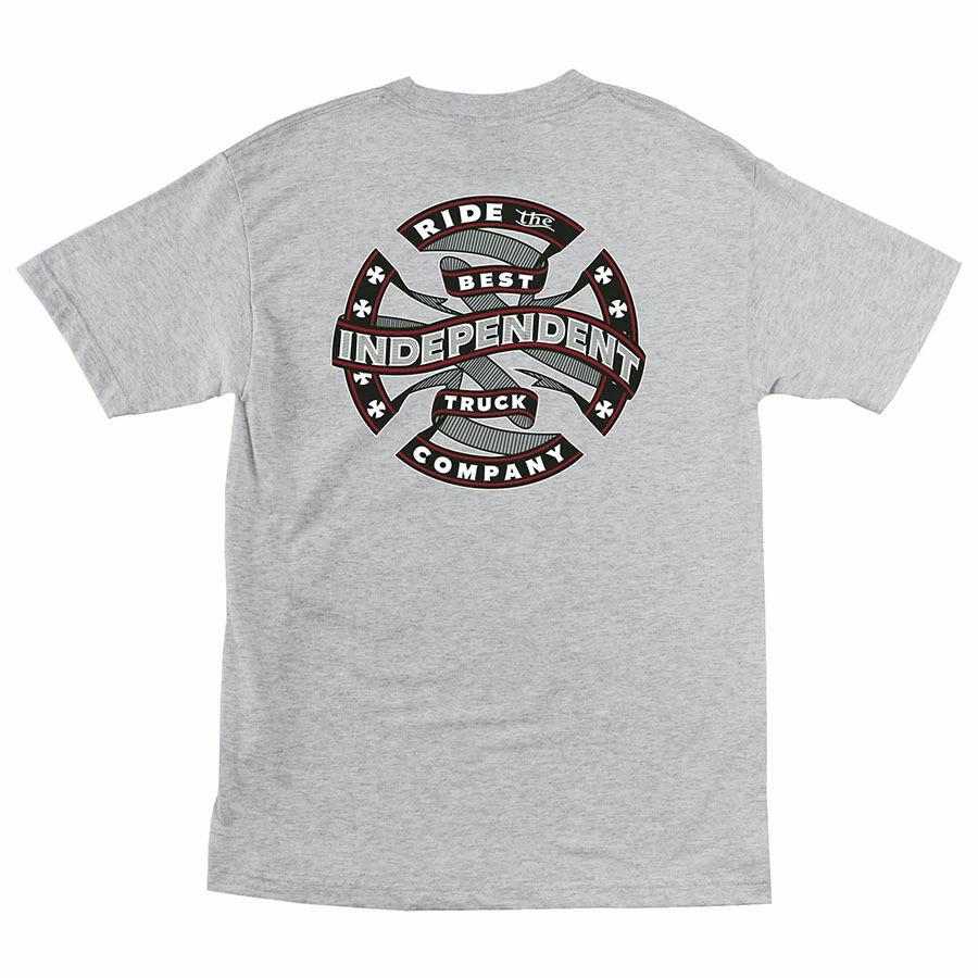 Independent Trucks RIBBON CROSS Skateboard T Shirt ATHLETIC HEATHER S