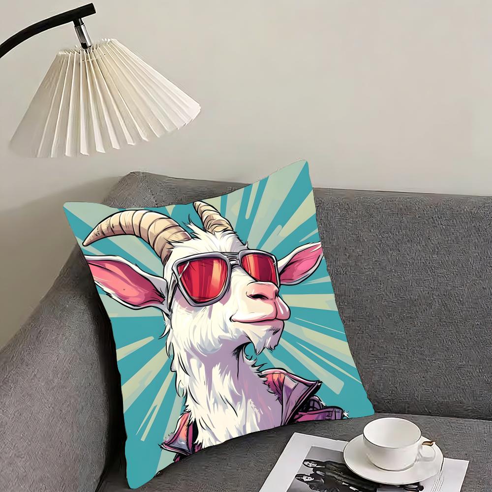 Funny Goat Cute Cushion Cover Pillowcase Ultra Soft Skin Friendly Fabric Cloud Like Comfort  Concealed Zipper