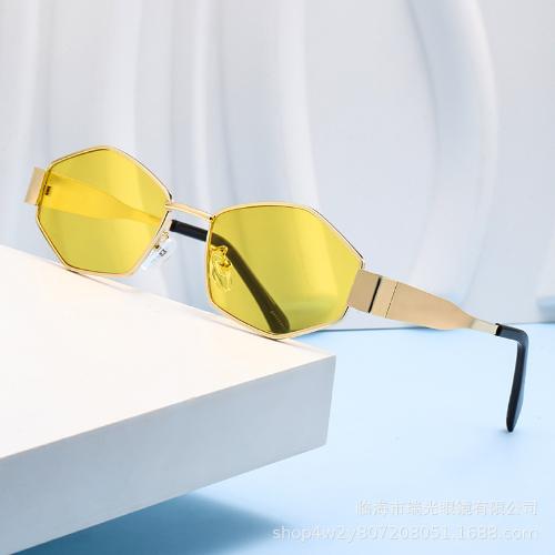 Retro Sunglasses Women Metal Frame Luxury Classic Polygon Sun Glasses For Lady Vintage Shades Small Eyewear Uv400 Protection
