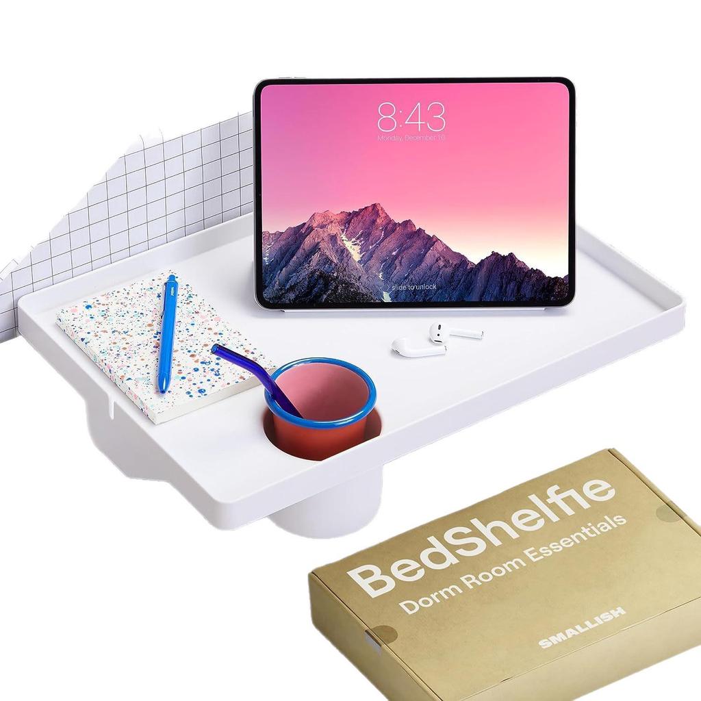 Clip-On Bedside Organizer: No-Drill Storage Rack with Phone Holder Tray
