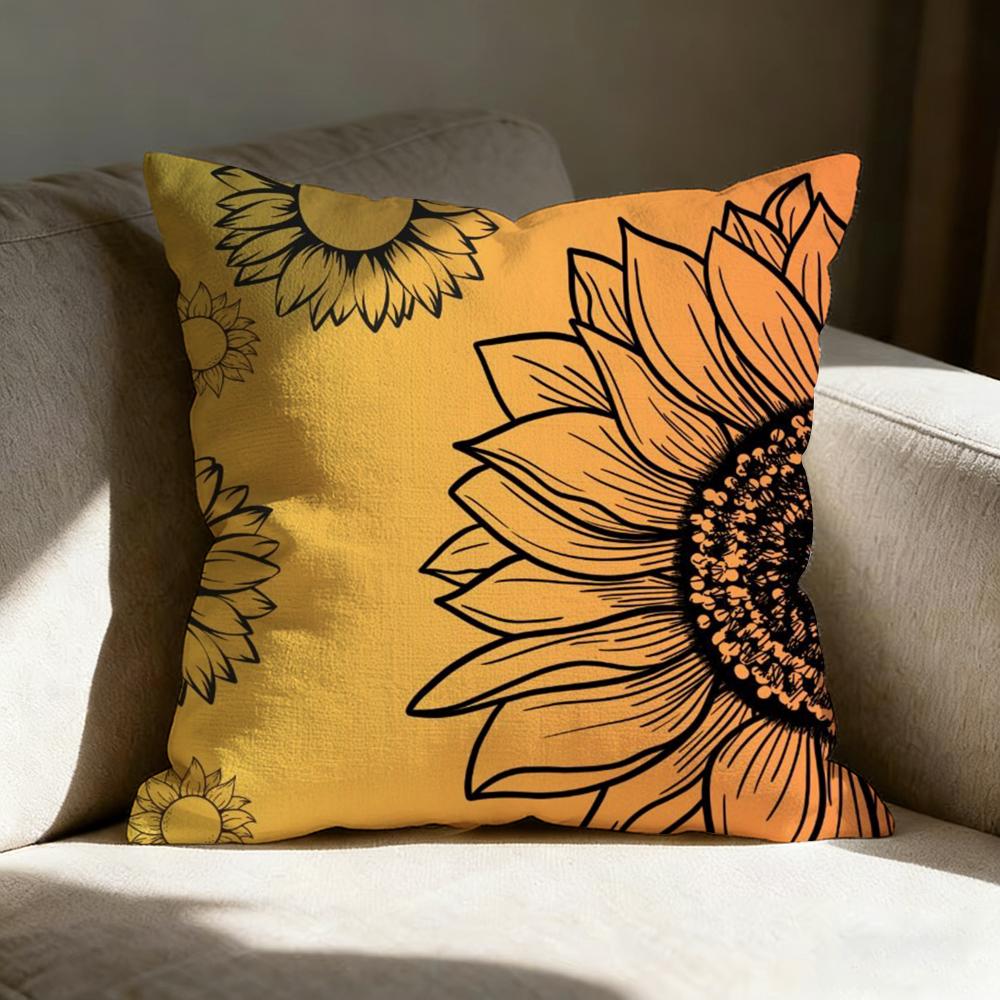 Sunflower Patterns Series Pillow Case pillowcase, double-sided printed, sofa cushion, bedroom headboard pillow
