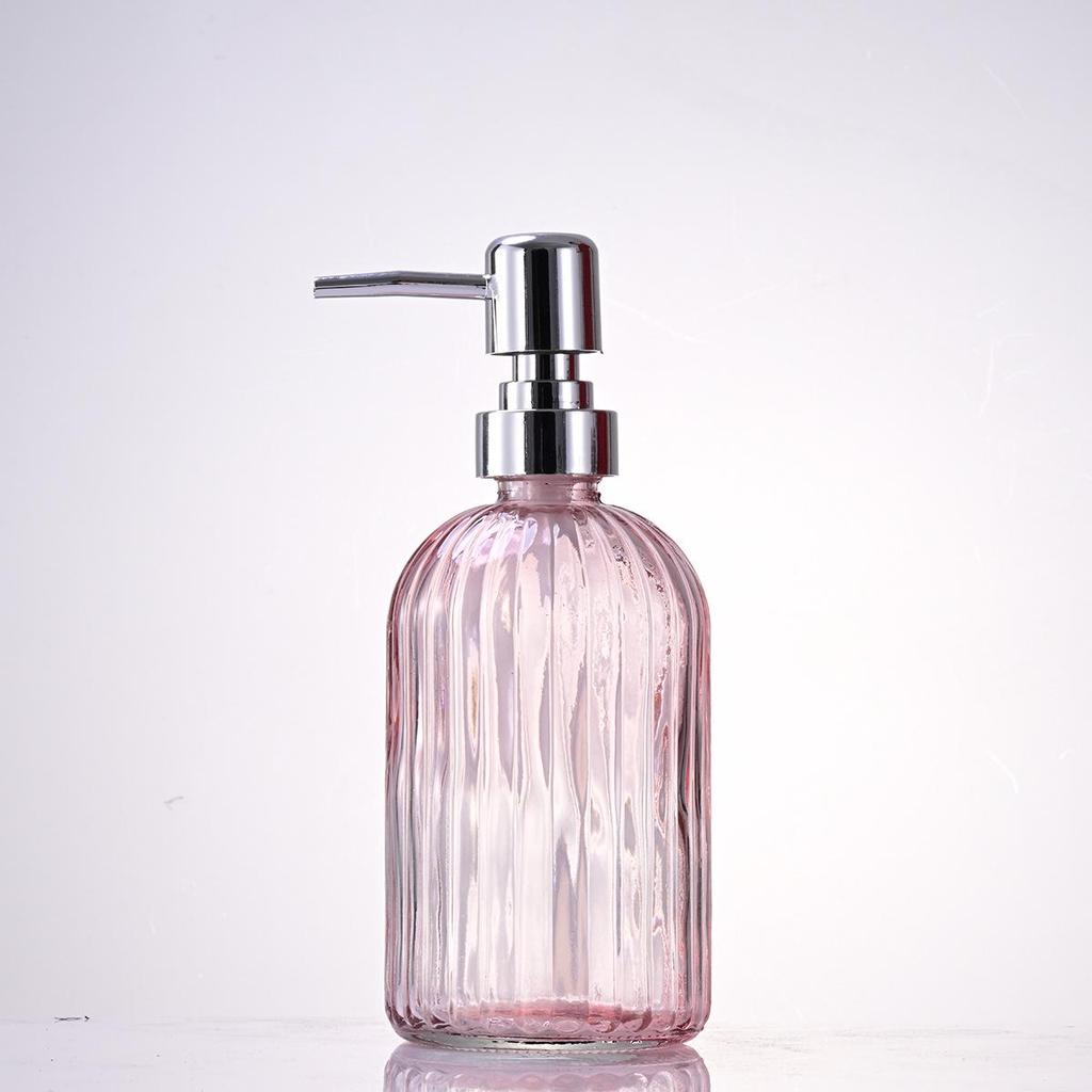 Nordic Large Capacity Vertical Stripe Glass Bottle for Hand Sanitizer, Shampoo, or Shower Gel