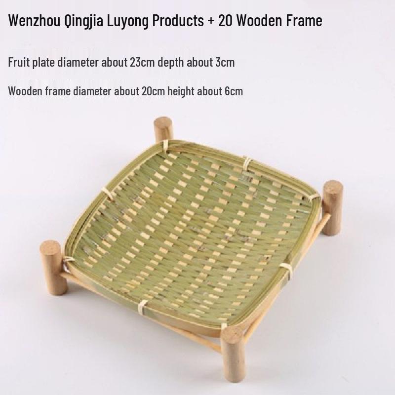 Bamboo Woven Storage Set: Includes Small Basket for Scallions, Ginger, Garlic, Winnowing Fan, Steamer, Fruit Plate, and Shelf.
