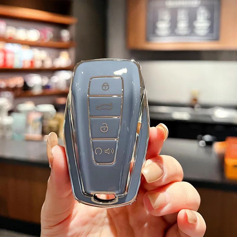 TPU Car Key Fob Cover Case Shell Holder Set For Geely Coolray X6 Emgrand Global Hawk GX7 Remote Accessories Car-Styling Keychain