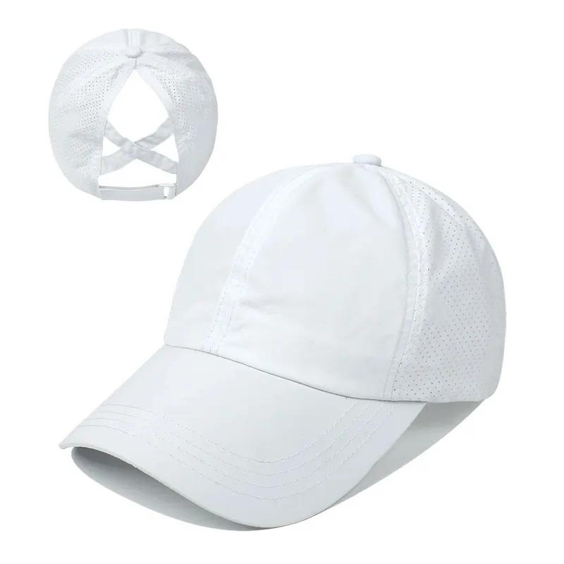 Women's Summer Baseball Cap, Breathable Mesh Sports Hat, Adjustable Solid Color Sun Hat Quick-Dry Casual Unisex Visor with Ponytail Hole