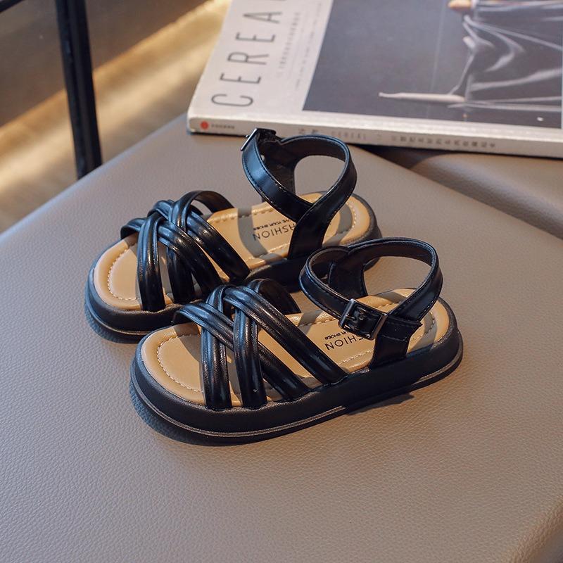 Girls' Roman Sandals for Summer, Children's Shoes, Soft-Soled Stylish Shoes for Little Girls and Middle-to-Older Children.