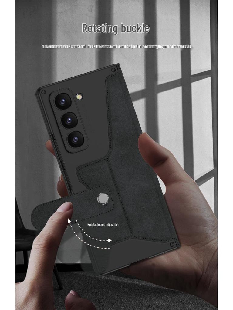 Samsung Z Fold 6 Armor Flip Leather Case with Pen Slot - Full-Wrap Business Shell