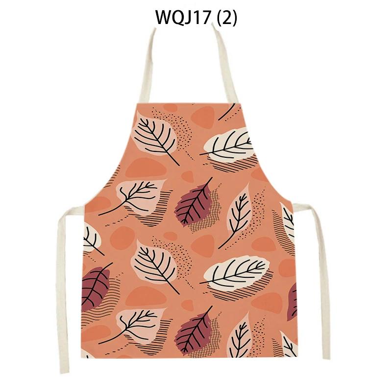Flower Leaves Pattern Kitchen Aprons Home Cooking Linen Sleeveless Aprons Plants Style Household Sleeveless Cleaning Pinafore