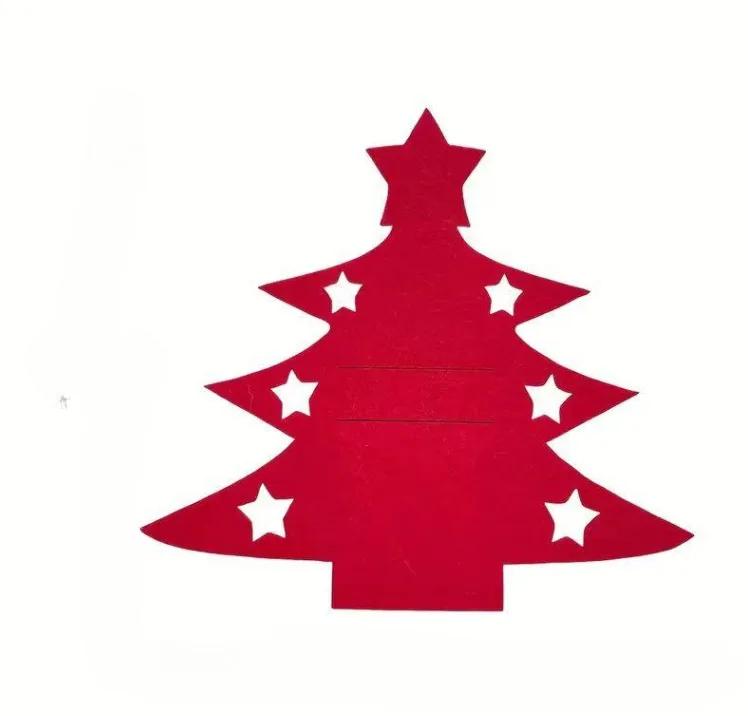 10/12Pcs Christmas Tree Felt Placemat Set Holiday Tableware Protector Forks Spoons Holder Festive Dining Table Decor