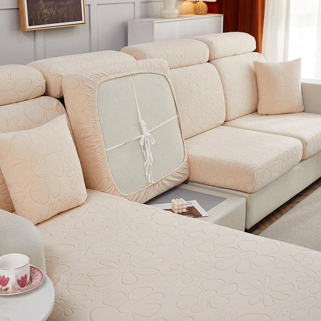 Jacquard Sofa Cover For Living Room Cationic Carving Sofa Covers Elastic Corner Sofa Seat Cushion Cover Furniture Protector
