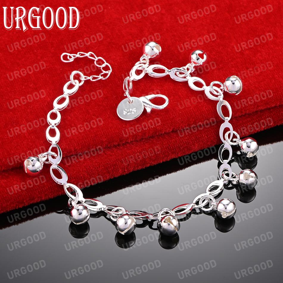 Bransoletka z łańcuszkiem zegarowym z perłowym kulkowym srebrem próby 925, modna biżuteria ślubna