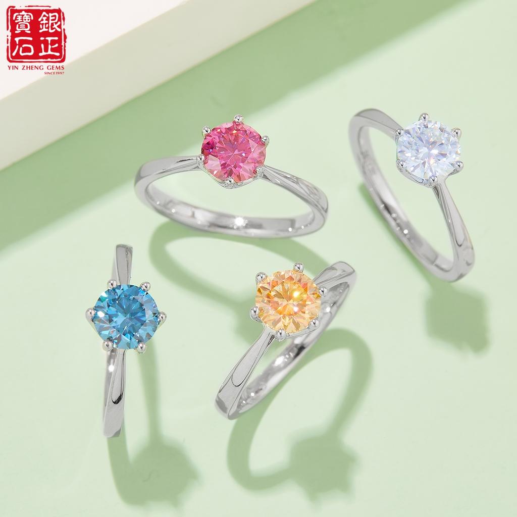 Straight Shank New 6-Prong S925 Sterling Silver Rhodium Plated 1CT D Color Moissanite Classic Engagement Ladies Ring GRA