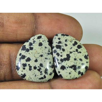 25.55Cts. Natural Dalmation Jasper (17mm X 24mm Each) Cabochon Match Pair SK-2522