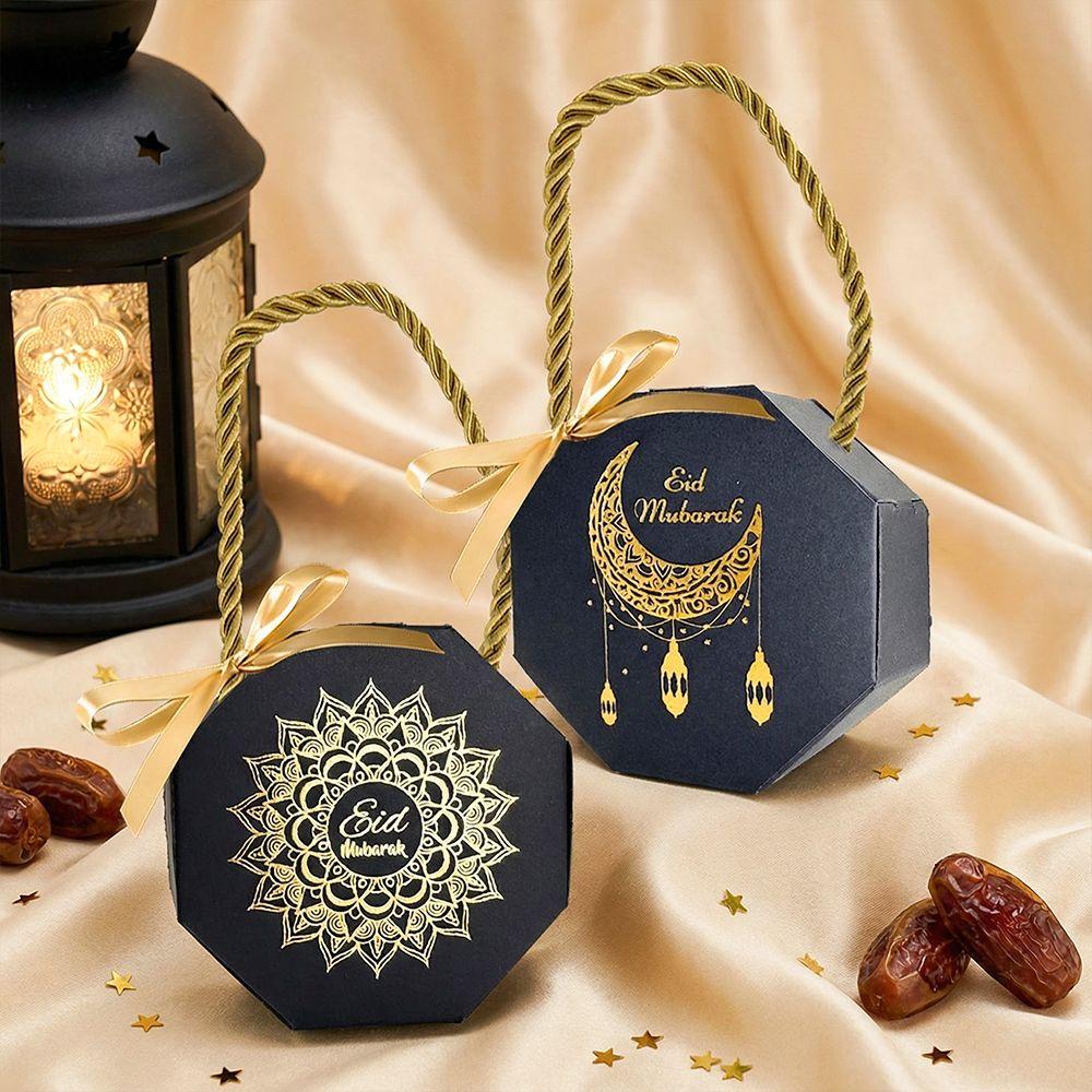 10Pcs Portable Eid and Ramadan Gift Boxes Gold Stamping Ramadan Gift Box  Party Favor Supplies