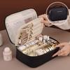 PU Leather Makeup Bag with Large Capacity, Portable, and High-end Outdoor Feel, Layered and Multi-layer Waterproof Makeup Ca