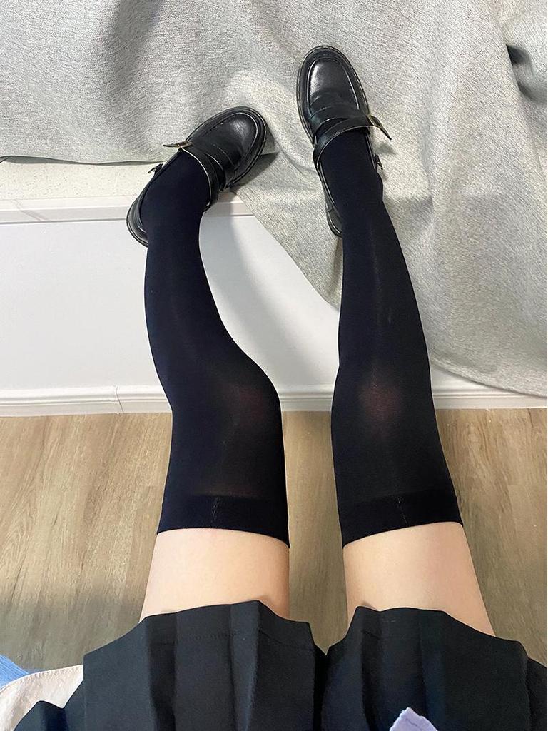 Velvet Stockings: White Over-the-Knee, Black Thigh-High, Gray Silk Spring/Summer Thin Style Socks