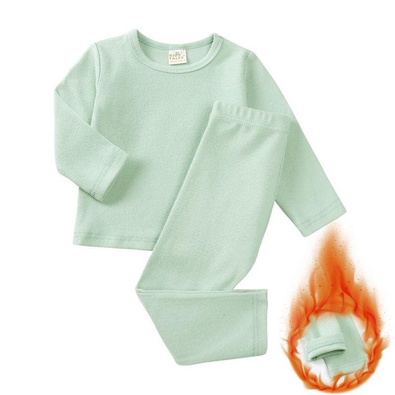 Ensemble de Sous-Vêtements Chauds Longs de Couleur Unie pour Enfants de 1 à 9 Ans Haut à Manches Longues et Pantalon Ensemble de Pyjama