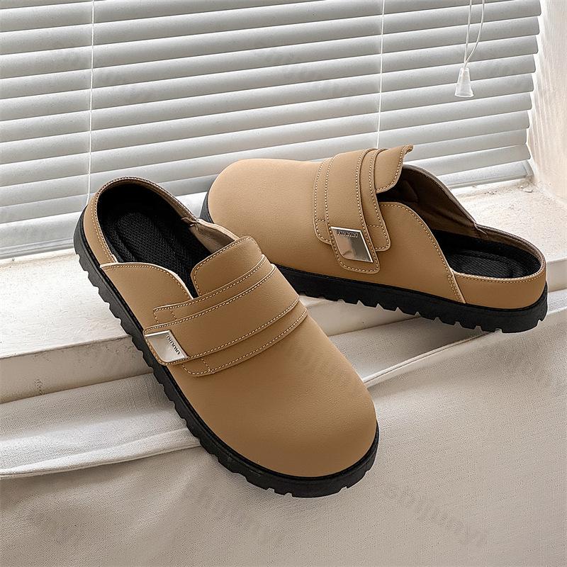 

Мода 2025 Осень Новые Мужские Ретро Нишевый Дизайн Повседневные На Толстой Подошве Полушлепанцы Модные Универсальные Удобные Нескользящие Массивные Шлепанцы 44 коричневый