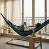 Outdoor Striped Hammock with Rope Bag, Portable Canvas Single Person Hammock, Tree Hanging Hammock for Camping Garden Patio Backyard Porch