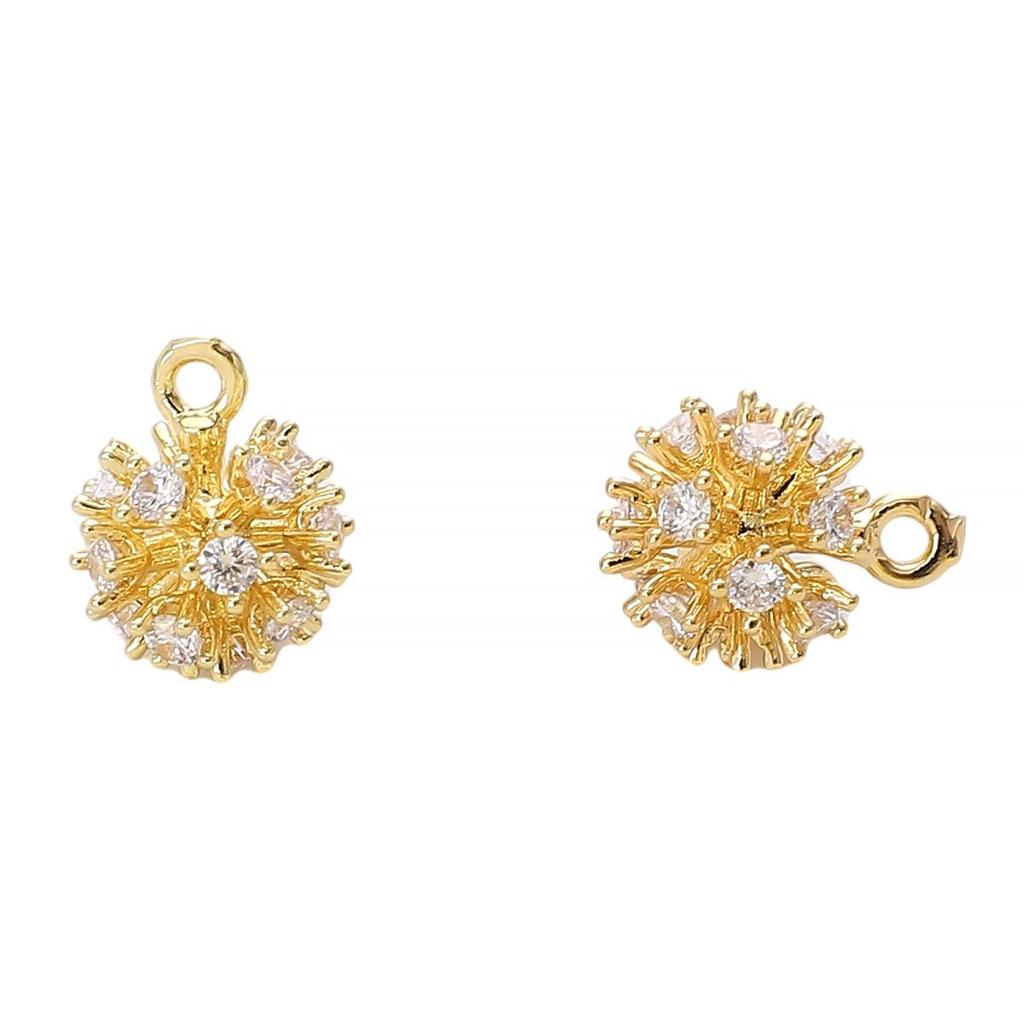 Copper Inlaid Zircon Dandelion Pendant For DIY Jewelry Making Craft Accessories