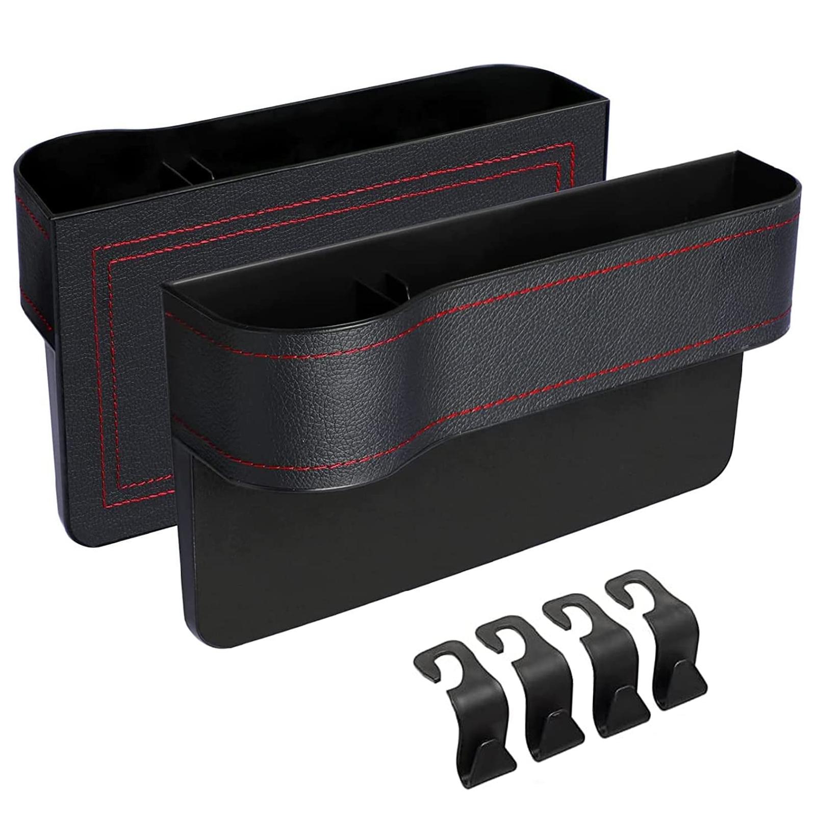 

2 Pack Car Organizer Front Seat Gap Filler With Cup Holder PU Leather Car Console Side Pocket With Usb Charging Hole чёрный