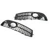 2pcs Front Foglight Grille Left Right Mesh Style Glossy Black Replacement for A6 C6 2008‑2011