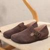 Fashion Leather Winter Flat Women's Shoes Leather Scrub Women's Shoes Mary Jane Shoes Warm Summer Pumps Loafers Retro Nostalgic Coffee