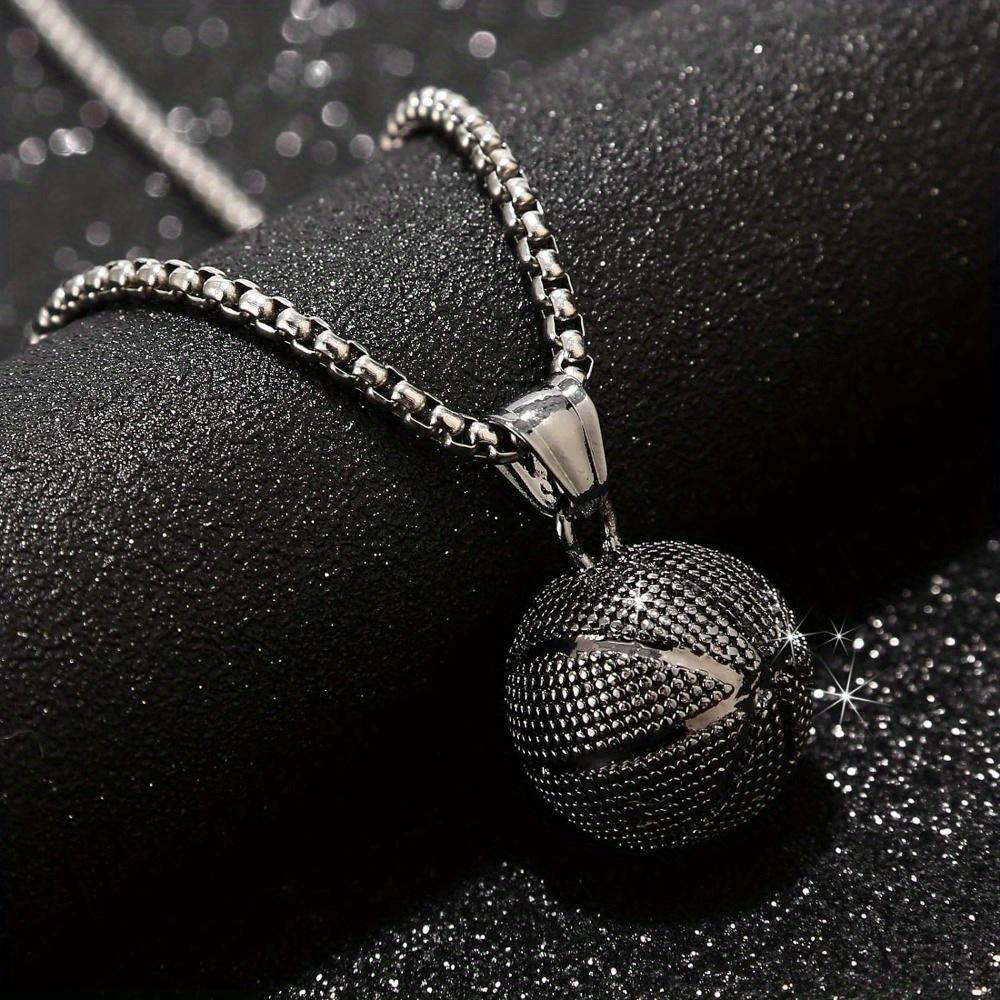 Basketball Shape Pendant Necklace, Sporty Accessory For Men