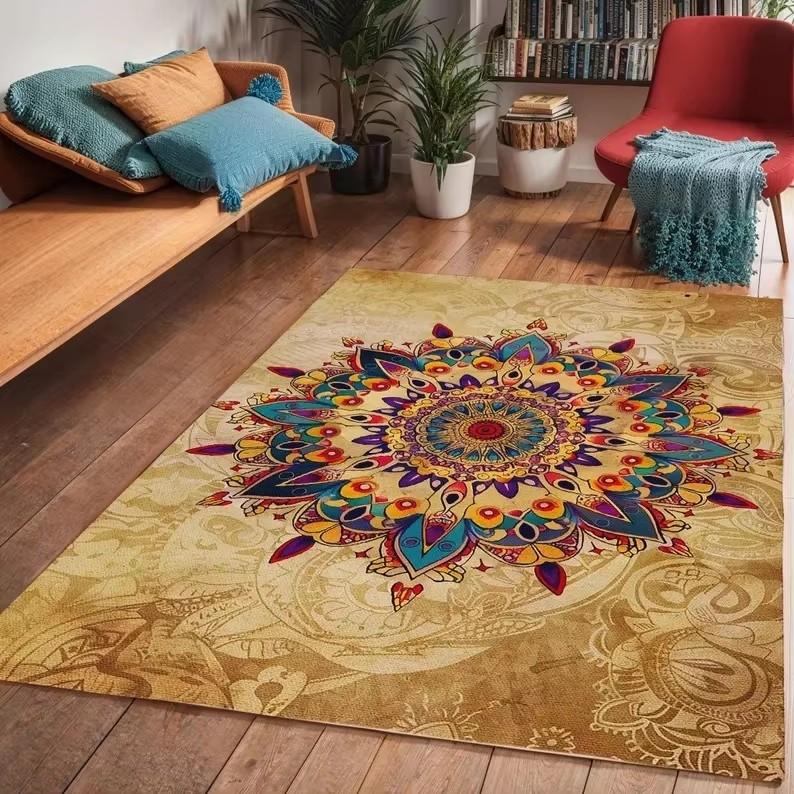 Colorful Mandala Area Rug Carpet Non-slip Large Hallway Door Step Mat Bathmat for Living Room Bedroom Entrance Home Decoration