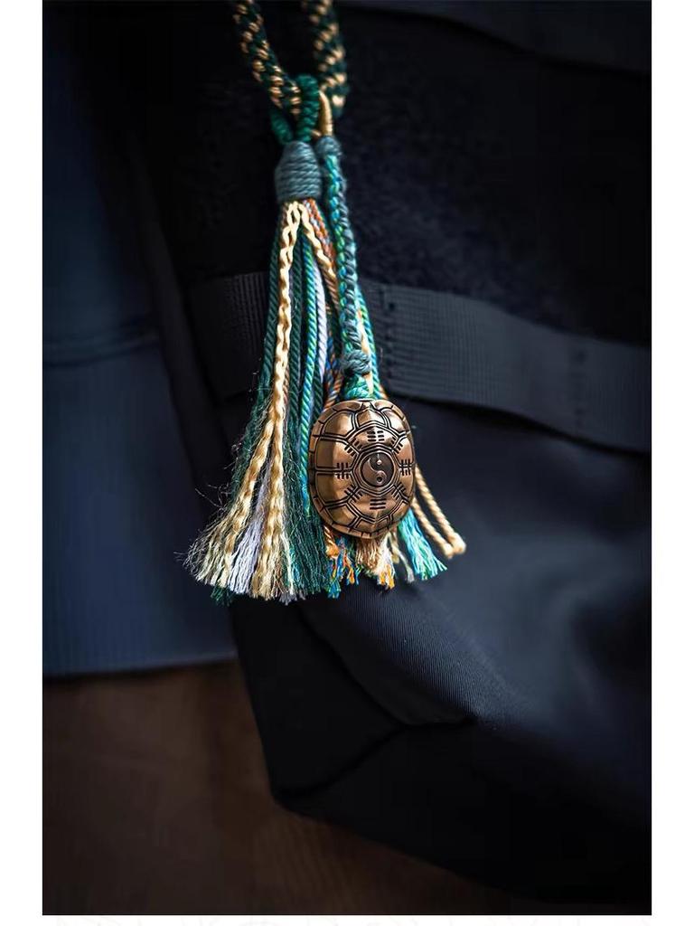 Brass Retro Distressed Tortoiseshell Sancai Handheld Zhouyi Bagua Stress Relief Play Piece