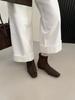 2025 neue runde Spitze Reißverschluss hinten kurze dicke Absätze dünne Martin Damenstiefeletten Mode Reißverschluss hinten Damenschuhe