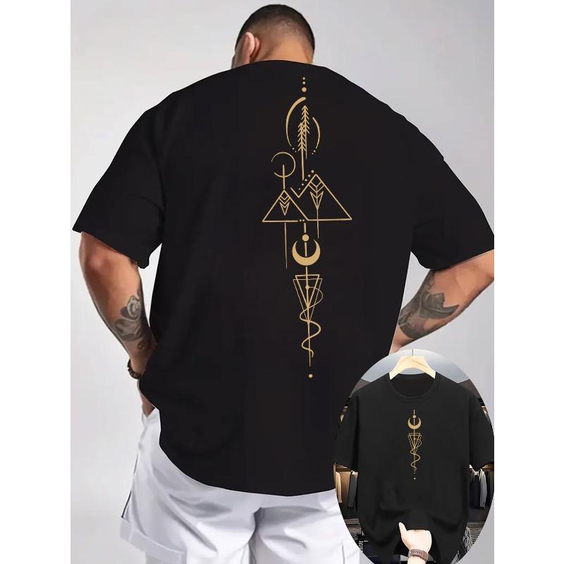 

Men S Casual Summer T-Shirt with Ramadan Kareem Graphic Print, Comfortable Short Sleeve Crew Neck Tee, Crescent Moon & Star Design 4XL чорний