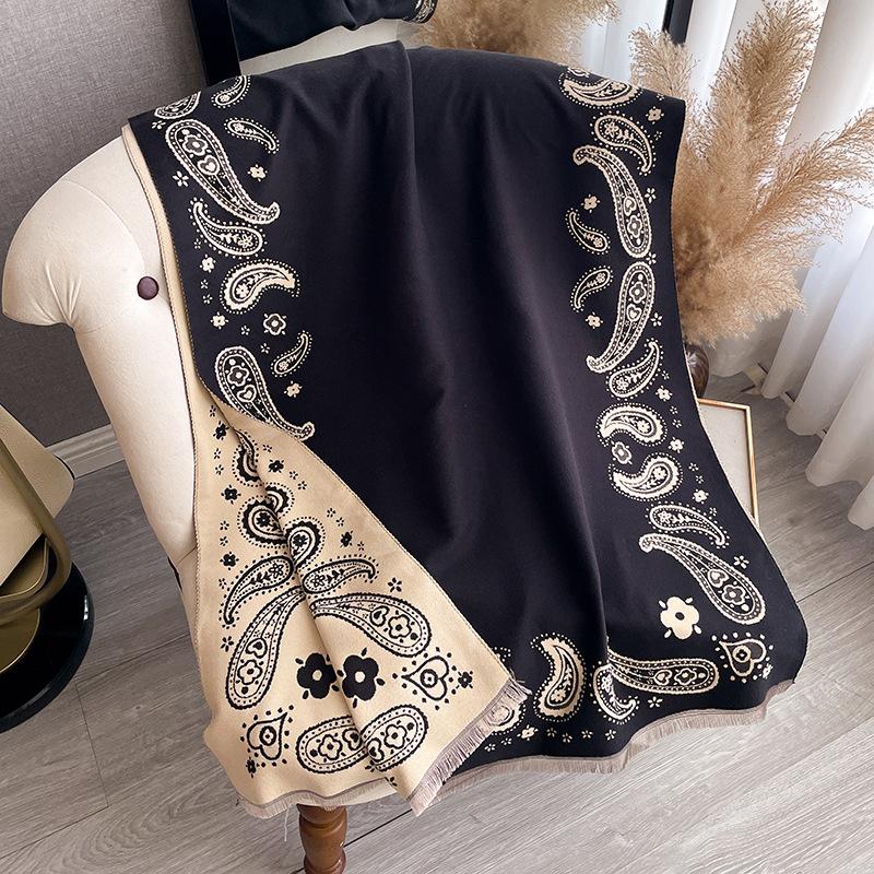 High-End Cashew Nut Retro Foreign Style Imitation Cashmere Scarf Women'S Cold And Warm Shawl Scarf
