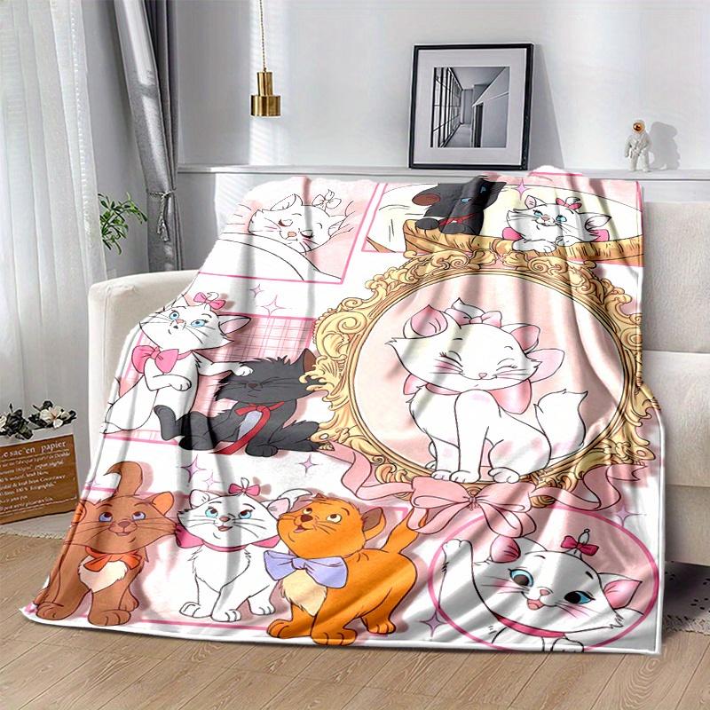 1pc, Marie Cat (3) Home Decor Flannel Blanket Perfect Gift for Bedroom, Living Room, Travel, Camping, Car