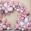 Pink Purple Romantic Decoration Balloon Wedding Party Balloon Arch Wreath Set Butterfly Dress Balloon Birthday Party Decoration