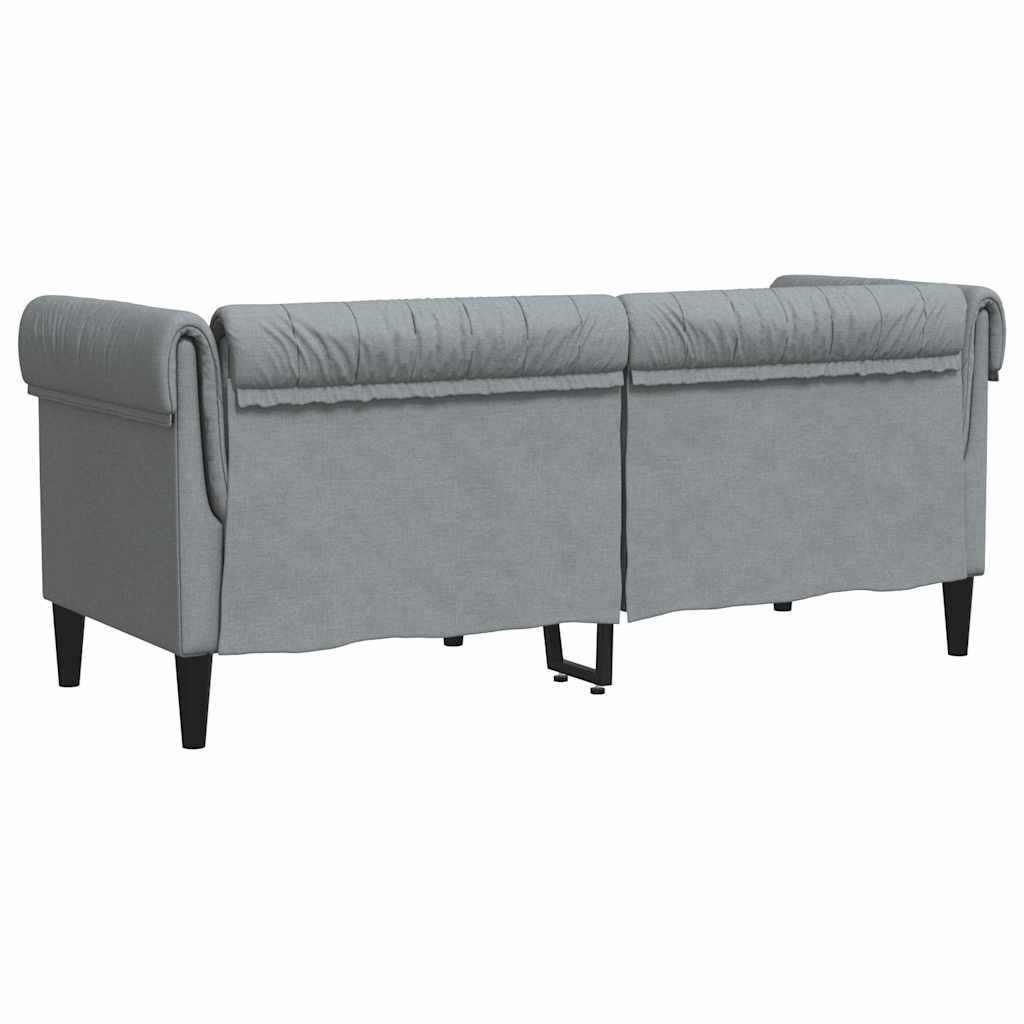 Vidaxl Sofa Chesterfield, Dwuosobowa, Jasnoszara, Obita Tkaniną